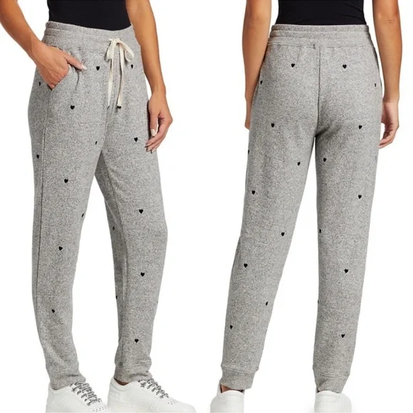 Rails Oakland Sweatpant Melange Grey Black Hearts Jogger Large - Picture 1 of 12